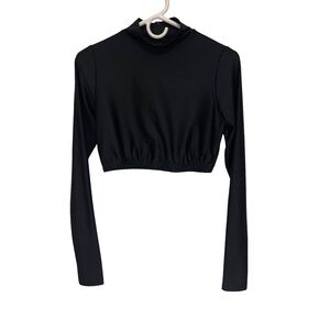 Champion Authentic Athletic Wear Long Sleeve Crop Top Women’s Large Black